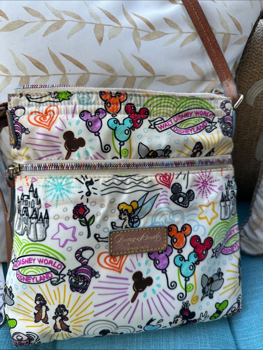 Dooney & Bourke Cream Multicolor Disney Doodle Crossbody Bag